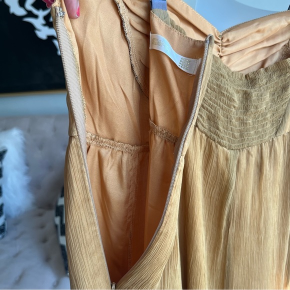 Anthropologie Shapes Gold Silk Dress - Picture 11 of 13